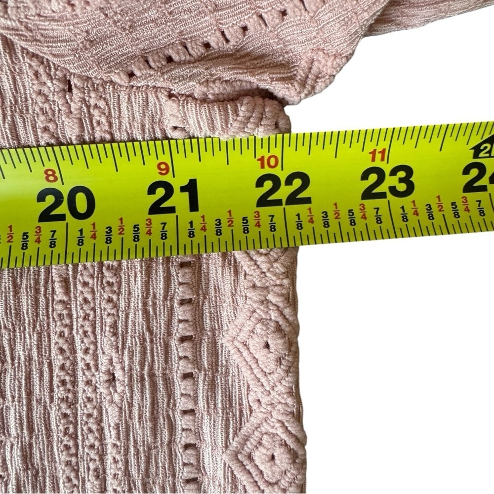 Frye Textured Peasant Boho Top Dusty Pink Long Sleeve Poet Blouse Size M - Picture 6 of 10